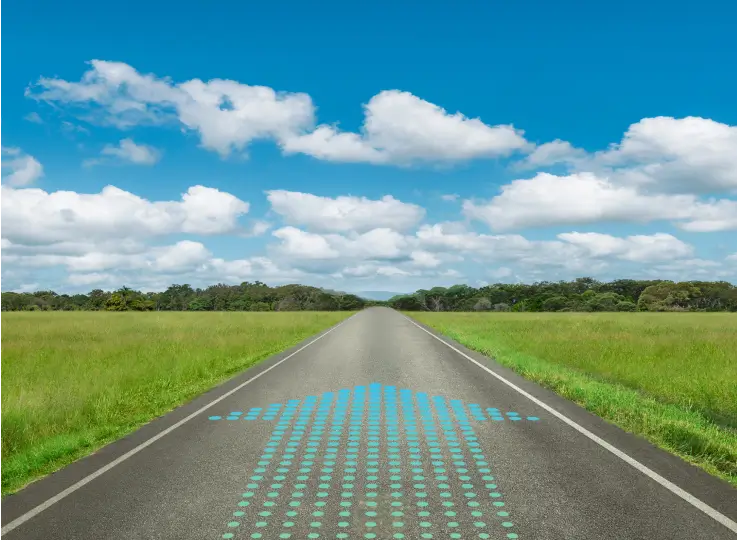 Road with arrow pointing north.